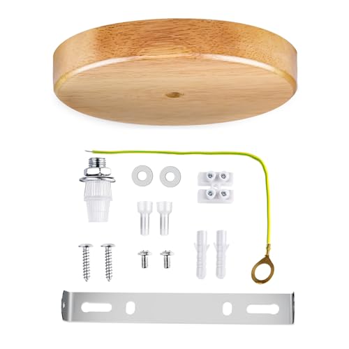 Arturesthome 7" Wood Ceiling Canopy Light Kit Rewind Single Hole with Hardware, Ceiling Plate for Pendant Lighting Chandelier, Screw Fixing on Both Sides - color: Wood, size: 7.08 Inch