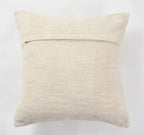 Boho Handmade Pillow Cover, White with Black Stripes, Tufted Geometric Pattern, Tassels, Woven Cotton