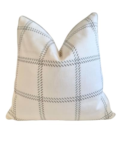 Jillien Harbor The Elliot Patterned Throw Pillow Cover – Checkered Pillow Print Polycotton Designer Accent for Farmhouse Decor, Decorative Pillow Cover, Fits 20 Inch Insert, 18 x 18 Inches, Brown - color: The Elliot, size: 18" x 18" (Pack of 1)