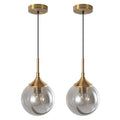 KCO Lighting Modern Gold Pendant Light 1-Light Large Globe Pendant Lights Set of Two Smoke Gray Glass Ball Pendant Light Fixture Dining Room Pendant Lamps Ceiling Hanging (2-Pack) - color: Gold+Smoke Gray-2PC
