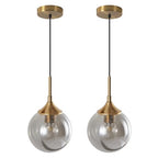 KCO Lighting Modern Gold Pendant Light 1-Light Large Globe Pendant Lights Set of Two Smoke Gray Glass Ball Pendant Light Fixture Dining Room Pendant Lamps Ceiling Hanging (2-Pack) - color: Gold+Smoke Gray-2PC