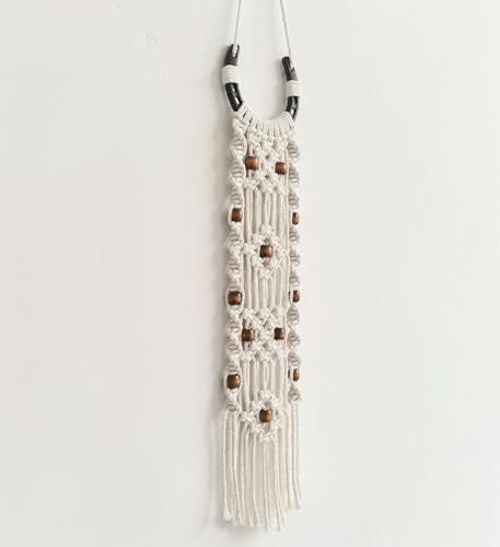 Moosira Equestrian Macrame Wall Hanging, Horseshoes Macrame Wall Hanging, Macrame Horseshoes, Equestrian Wall Art, Boho Western Decor, Boho Wall Decor Tapestry, Unique Horse Lover Gift for Cowgirl Room, Nursery, Farmhouse (Light Brown Bead) - color: Light