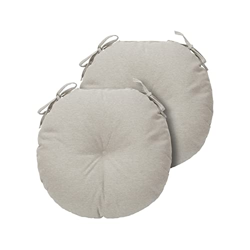 Bistro Chair Cushions 15 inch,Set of 2,Tufted Round Chair Cushions with Ties,15"x15"x4",Water Resistant Round Seat Cushion for Barstool Chairs,Patio Garden Kitchen Outdoor Furniture(Light Brown) - color: Light Brown, size: 15"x15"