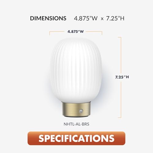 ‎Newhouse Lighting Altura, Brass 2700K Dimmable Cordless USB-C Rechargeable Glass Table Lamp NHTL-AL-BRS, Cordless Desk Lamp for Living Room, Bedroom, Coffee Table, and Other Cozy Home Decor - style: Altura Table Lamp