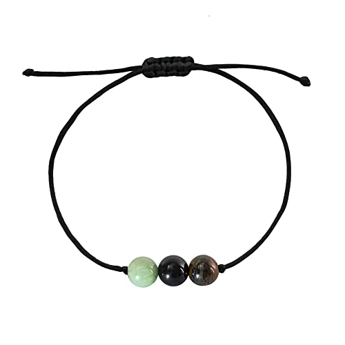 BOHO GARDEN Healing Bead Bracelets - Spiritual Crystal Beaded Bracelet - Made of 3 Real & Natural Gemstones, Adjustable 3-9.7” Black Rope - Gem Stones Jewelry for Men, Women, Teens (13+) - 8mm Bead - color: SelfConfidence