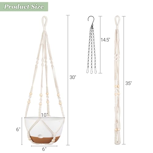 Mkono Set of 3-10 Inch Hanging Planters for Indoor Plants with Self Watering, Outdoor Hanging Plant Pot with Macrame Plant Hangers, 2 Kinds Hanging Basket for Garden Home Ceiling Window Decor