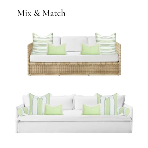 Hofdeco Premium Coastal Hampton Outdoor Performance Lumbar Pillow Cover Only, 12"x20" Water Repellent, UV and Fade Resistant for Backyard, Couch, Poolside, Grass Green Woven Solid - color: Grass Green Solid 12"x20"