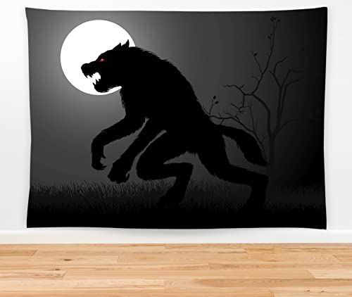 feelacle Werewolf Tapestry 60" X 40" Wolf Wall Hanging Party Decorations Home Decor For Bedroom Living Room Dorm (150 X 100cm) - color: Werewolf, size: 60"L x 40"W