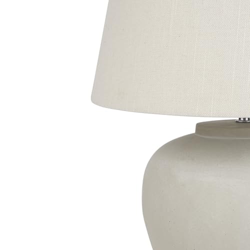 Nourison Home 20" Sand (Light Beige) Neutral Ceramic Table Lamp with Fabric Shade, Bedside Nightstand Lamp for Bedroom, Living Room, Entryway - color: Sand