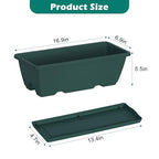 CADUKE 4 Pack Railing Planter Box 16.9 Inches Window Flower Boxes with Metal Brackets Balcony Planters Railing Hanging Fence Planter Plastic Outdoor Deck Railing Planter Boxes, Green - color: Green
