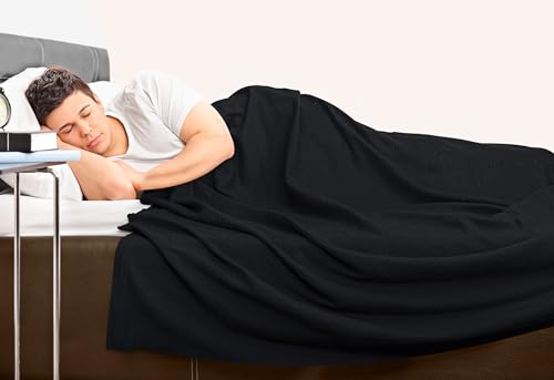 Utopia Bedding 100% Cotton Thermal Blanket Black King Size Soft, Lightweight, Breathable, Cozy Spring and Summer Blankets for Bed, Home Room Decor Gifts for Women and Men (90x108 Inches) - color: Black, size: King