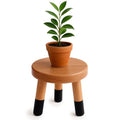 Rubber Wood 9" Round Plant Stand |Dip Dyed Black Stool, Wood Riser |Milking Stool (8" H) - color: 8" Tall Black