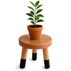Rubber Wood 9" Round Plant Stand |Dip Dyed Black Stool, Wood Riser |Milking Stool (8" H) - color: 8" Tall Black