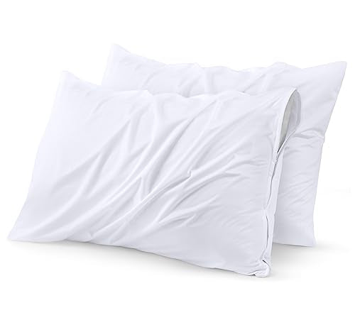 Utopia Bedding Premium 100% Waterproof Pillow Protectors with Zipper King Size (Set of 40), Bed Bug and Dust Mite Proof Zippered Pillow Covers, Pillow Encasement Cases, White - size: King (Pack of 40)