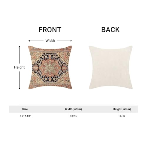 Boho Pillow Covers 18x18 Inch Set of 2, Bohemian Carpet Vintage Pattern Decorative Throw Pillowcase Boho Orange Retro Linen Outdoor Farmhouse Cushion Cover for Sofa Couch Bed Living Room - color: Boho27, size: 18" x 18" (Pack of 2)