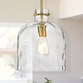 Modern Gold Pendant Light – 10" Dome Glass Hanging Light Fixture, Single E26 Pendant Lighting for Kitchen Island, Dining Room, Bedroom, Hallway, Adjustable Ceiling Lamp - color: Gold-Medium