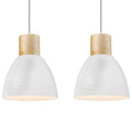 ELYONA 2 Pack Hammered Pendant Light Fixtures, 10.2” Metal & Rubber Wood Island Hanging Lamp, Adjustable Height, Modern Pendant Lighting for Kitchen,Farmhouse Bar,Dining Room,Bedroom, Nordic White - color: White - 2 Pack