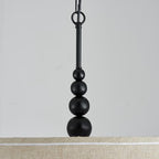 Shrine Lighting Drum Chandeliers, Farmhouse Style, Perfect Drum Pendant Light for Dining Room, D21'' x H8'', Adjustable Chains 59'', E26*3 Sockets, Beige Linen Fabric Lampshade & Black Rod - color: Beige&Black D20''