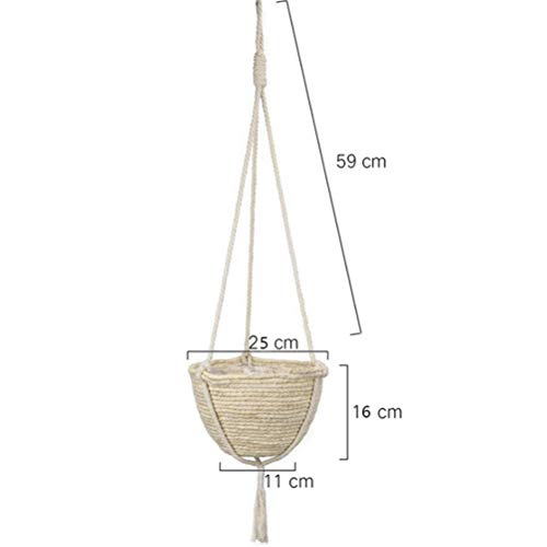 Natural Hanging Seagrass Plant Baskets, Macrame Plant Hangers, Indoor Boho Plant Hanger, for Indoor Outdoor Home Decorations Fence Planters Plant Flower Pots
