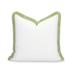 Hofdeco Premium Grandmillennial Coastal Hampton Patio Indoor Outdoor Throw Pillow Cover Only, 22"x22" Water Repellent for Backyard, Couch, Poolside, White Grass Green Solid - color: White Grass Green Solid 22"x22"