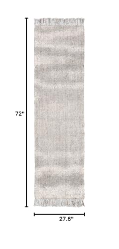 SAFAVIEH Natural Fiber Collection Runner Rug - 2'3" x 6', Silver & Natural, Handmade Woven Fringe Jute, Ideal for High Traffic Areas in Living Room, Bedroom (NF826G) - color: Silver/Natural, size: 2'3" x 6' (Runner)