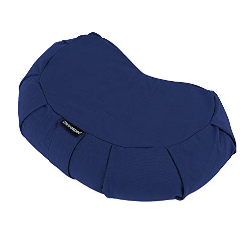 Retrospec Sedona Zafu Yoga Meditation Cushion with Carry Handle and Filled with buckwheat Hulls; Midnight Blue, Crescent - color: Midnight Blue, size: 1 Count (Pack of 1)
