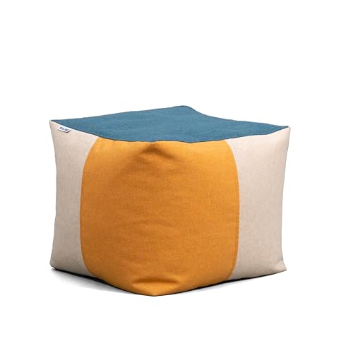 Big Joe Square Ottoman Weatherproof Bean Bag Footrest, Sunset Block Intertwist, Weather Resistant UV-Protected Fabric, 2 feet - color: Sunset Block, size: Square Ottoman