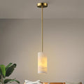 YUYI Alabaster Pendant Light for Kitchen Island, H-9.5in Modern Brass Hanging Light Fixture with Natural Alabaster Stone Shade, Adjustable Pendant Lighting Over Sink, Dining, Bar, Counter - color: 1-Gold, size: 1 Pack