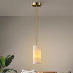 YUYI Alabaster Pendant Light for Kitchen Island, H-9.5in Modern Brass Hanging Light Fixture with Natural Alabaster Stone Shade, Adjustable Pendant Lighting Over Sink, Dining, Bar, Counter - color: 1-Gold, size: 1 Pack
