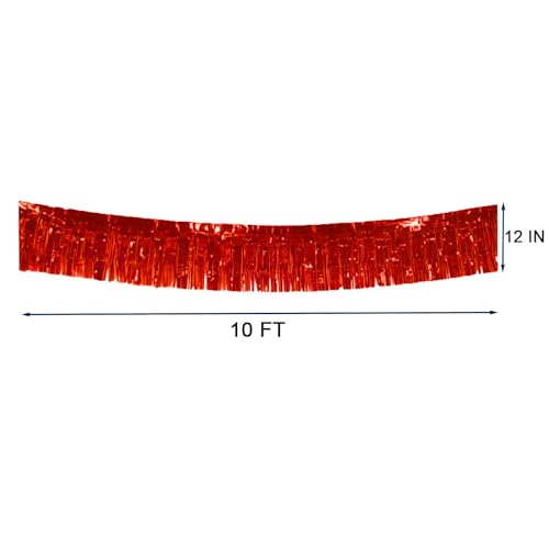 6 Packs 10 Feet Foil Fringe Garland Metallic Foil Tinsel Fringe Garland Wall Hanging Fringe Banner for Parade Floats, Wedding, Christmas，Birthday Party Halloween Decor (Red) - color: Foil Fringe Garland-red