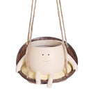 bestbear Hanging Swing Chair Planter Pot Resin Smiley Face Planter for Indoor Outdoor Plant Cute Head Flower Pots for String of Pearls Plant Live Unique IdeaI for Mother Day, Christmas (Small) - size: Small