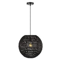 JONATHAN Y 15.75" Black 1-Light Modern Bohemian Woven LED Pendant Light, Adjustable Hanging Ceiling Lamp for Kitchen Island Dining Room, Paper Wicker Shade, Bulb Included (JYL6503C) - color: Black