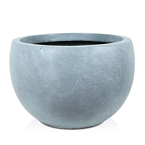 Kante 11.8" Dia Round Concrete Planter, Outdoor/Indoor Large Bowl Plant Pots with Drainage Hole and Rubber Plug for Garden Patio Balcony Home, Slate Gray - color: Slate Gray, size: 11.8" d