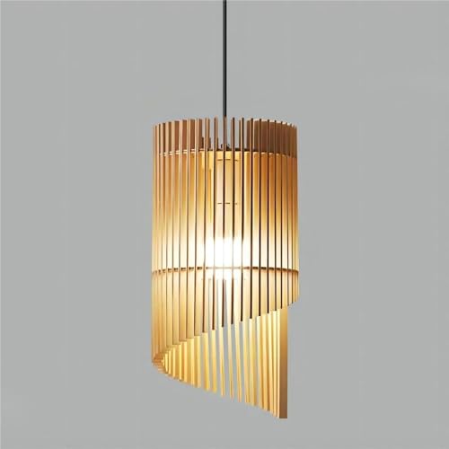 LIGHTLAND 7.9 Inch Wabi-sabi Style Pendant Light, Wooden Hanging Lamp, Vintage Japanese Style Hanging Light, Pendant Lamp for Bedroom, Dining Room, Bar (Pack of 1) - color: Wood