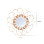 PRETYZOOM 1pc Boho Decorative Woven Mirror Handcrafted Wall-Mounted Makeup Mirror for Beige for Living Room Bedroom Bathroom Wall Art
