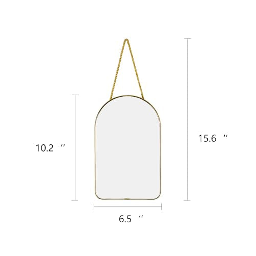 Arched Wall Mirror with Plastic Frame Arched Bathroom Mirror (Gold, 10.24" L x 6.5" W) - size: 10.2"L x 6.5"W
