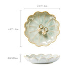 Lotus Ring Holder Dish Small Indoor Ash Tray, Ceramic Dessert Plate Trinket Jewelry Holder Organizing Necklace Earrings for Parents Friends Sister, Light Green. All Jewelries Are NOT Included. - color: Jade Green