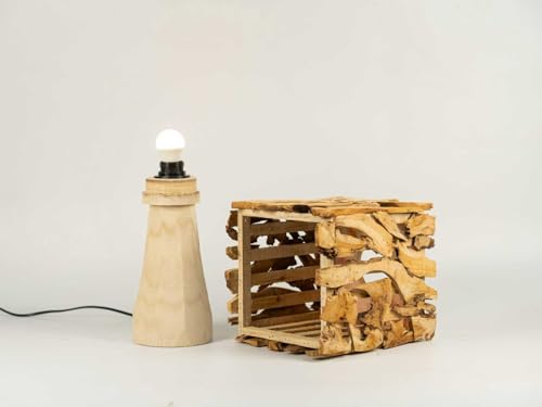 Handmade Natural Wood Table Lamp, Rustic Design with Driftwood Shade, Artistic Lighting for Bedroom, Living Room