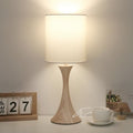 Bedside Touch Lamp, 3 Way Dimmable Touch Control Table Lamp, Wood Grain Farmhouse Table Lamp, Modern Nightstand Lamp with White Shade for Bedroom, Dorm, Office, 3000K LED Bulb Included - color: Wood Grain Base with White Shade