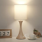 Bedside Touch Lamp, 3 Way Dimmable Touch Control Table Lamp, Wood Grain Farmhouse Table Lamp, Modern Nightstand Lamp with White Shade for Bedroom, Dorm, Office, 3000K LED Bulb Included - color: Wood Grain Base with White Shade