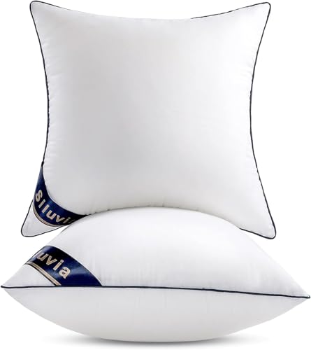 Siluvia 28"x28" Pillow Insert Set of 2 Square Throw 28 Pillows with 100% Cotton Cover for Sofa, Couch, and Bed - White - size: 28"x28"