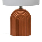 Main + Mesa Carved Arch Stoneware Table Lamp with Linen Drum Shade, Terracotta