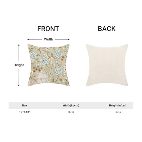 Spring Floral Throw Pillow Covers 18x18 Set of 2, Pattern on Brown Decorative Pillow Covers Daisy Flowers Print Linen Outdoor Cushion Cover Colourful Floral Pillowcase for Sofa Couch Farmhouse - color: Spring Flower3, size: 18" x 18" (Pack of 2)
