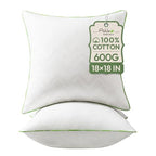 Ashler Home Deco 18x18 Pillows Insert (Set of 2) - Throw Pillow Inserts with 100% Cotton Cover - 18 Inch Square Interior Sofa Stuffer Pillow Inserts -Decorative White Couch Pillow - size: 18x18 Inch