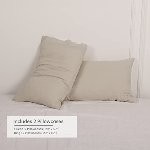 Simple&Opulence Linen Cotton Blend Pillowcases, King Size 20"x40", Flax Color, 2 Pack - color: Linen, size: 20"x40"