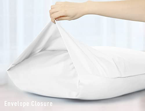 Sunflower Body Pillowcase 100% Cotton Long Pillow Cover/Case Envelope Closure 1 Pack, 20×54 inches White, Soft and Breathable - color: Bright White, size: Body (20"x54")