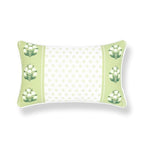 Hofdeco Premium Grandmillennial Coastal Hampton Patio Indoor Outdoor Lumbar Pillow Cover Only, 12"x20" Water Repellent for Backyard, Couch, Poolside, Green Print Block Print Striped Lily of the Valley - color: Grass Green Block Print Striped Lily of the V