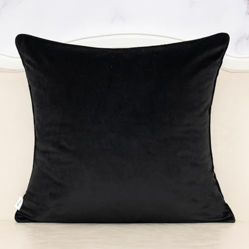 Alerfa Black Floral Throw Pillow Cover 20 x 20 Inch Cut Velvet Sqaure Luxury Decorative Pillow Cover for Couch Living Room Bedroom - color: Black, size: 20" x 20" (Pack of 1)