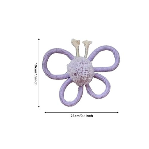 Woven Wall Decor, Cotton Bohemian Butterfly Shaped Wall Hanging Plaque Flower Room Wall Signs for Home Nursery Bedroom Farmhouse Bathroom Decorations