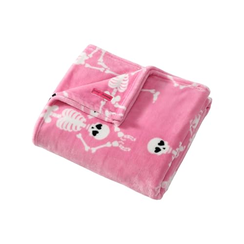 Betsey Johnson - Blanket, Buttery-Soft Throw Blanket for Couch or Bed, Boldly Plush & Oversized Bedding (Yoga Skeleton Pink, 50" x 70") - color: Yoga Skeleton Pink
